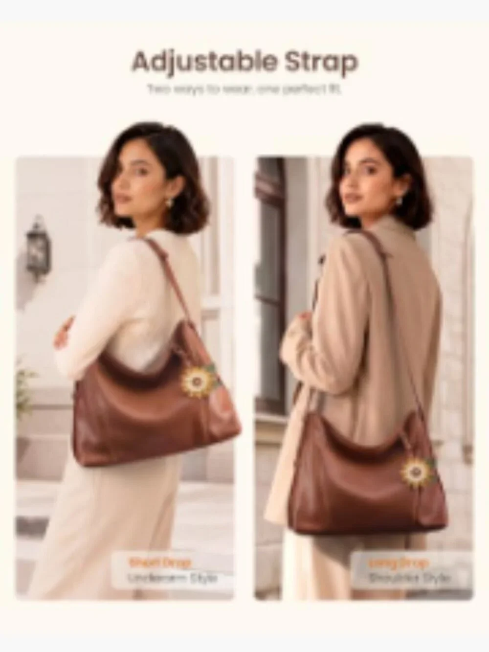Women's Hobo Shoulder Crossbody Bag - PU Leather Handbag